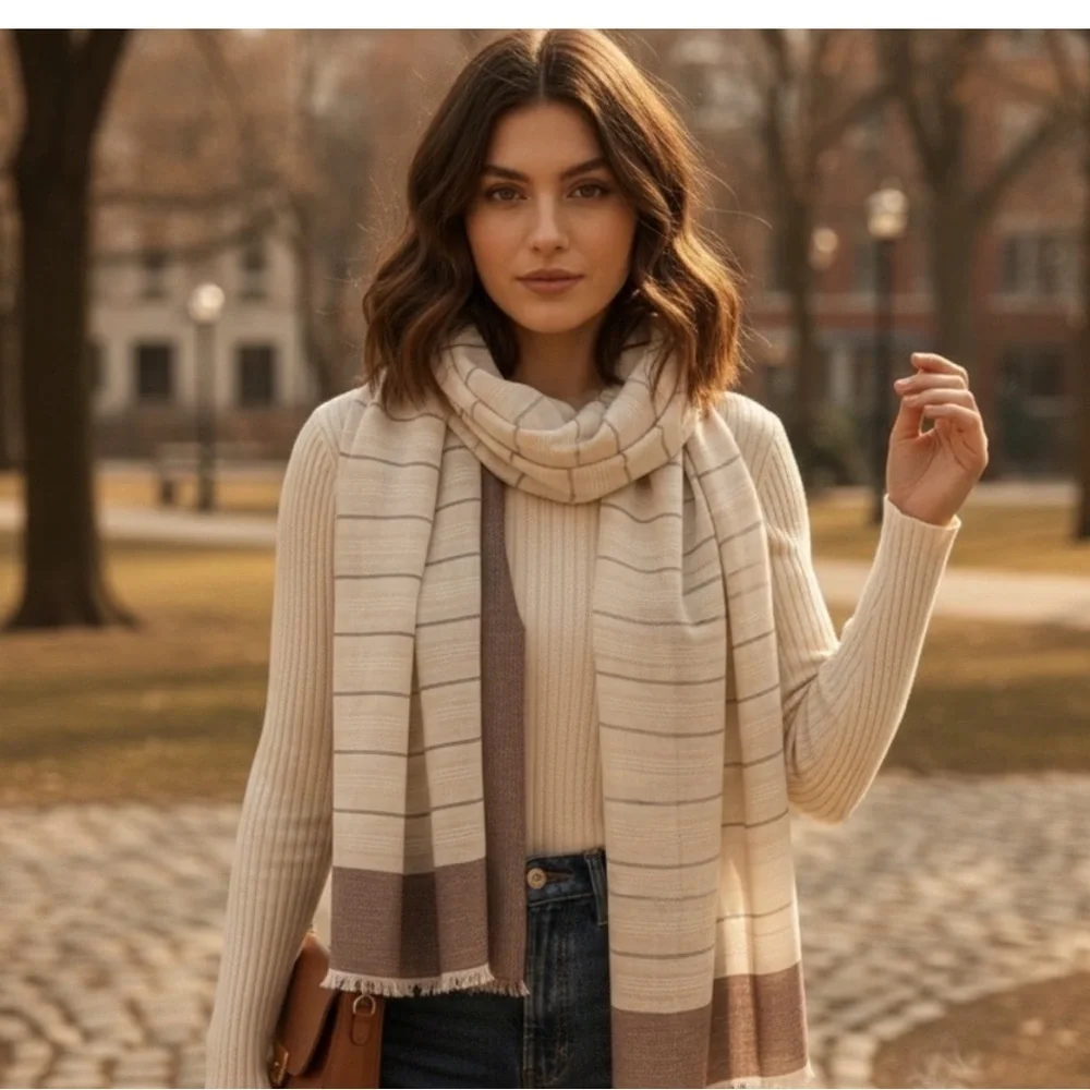 MaxMara Textured mauve  and Cream Scarf or shawl